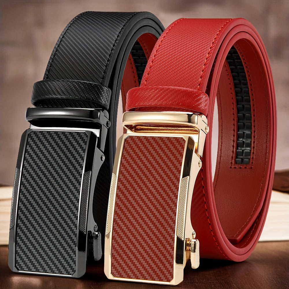 2pcs Men's Business Belts with Alloy Automatic Buckle