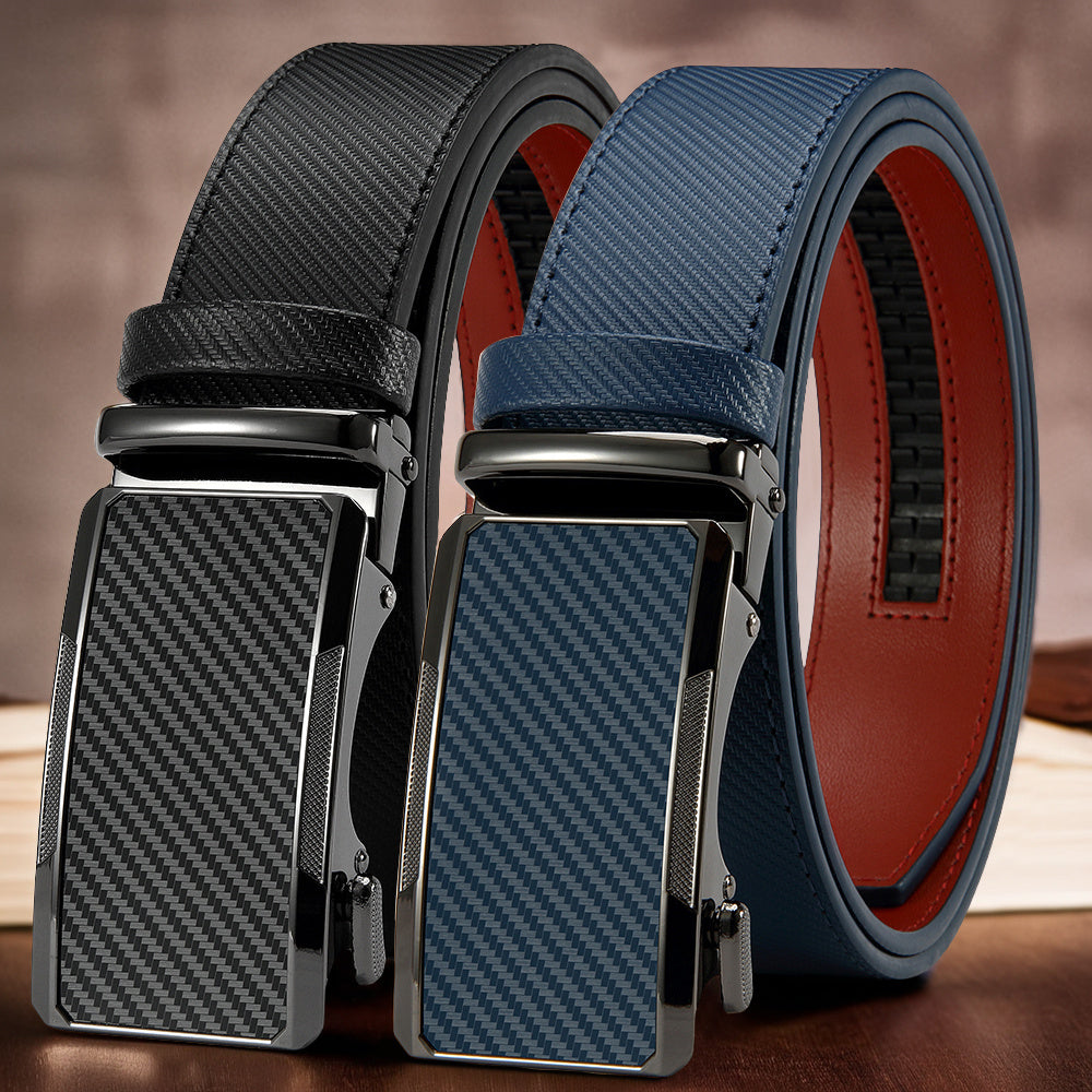 2pcs Men's Business Belts with Alloy Automatic Buckle