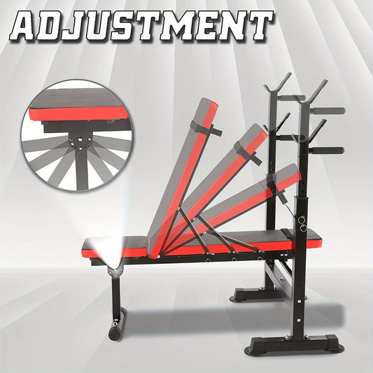 6in 1 600lbs Weight Bench Set with Squat Rack for Home Gym