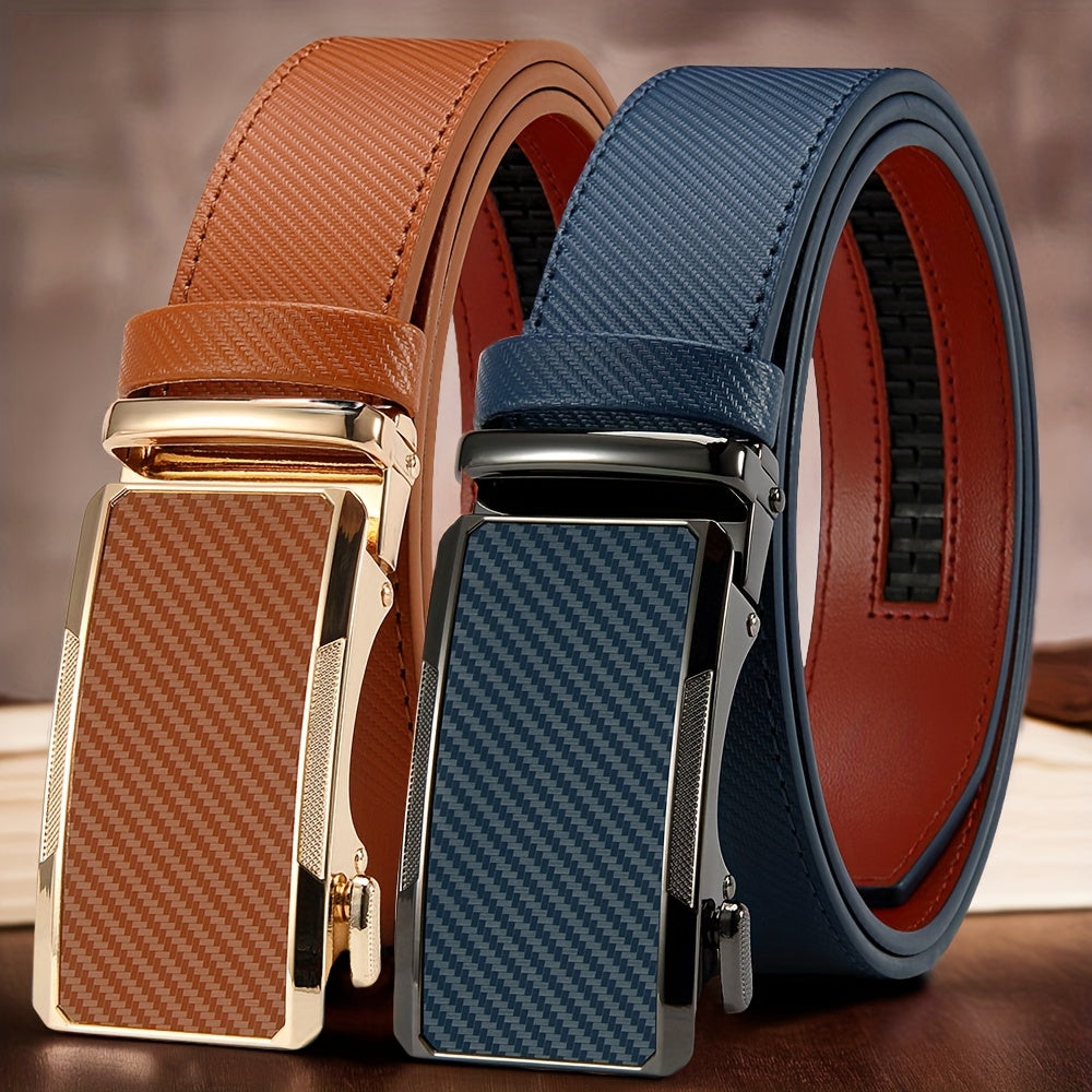 2pcs Men's Business Belts with Alloy Automatic Buckle