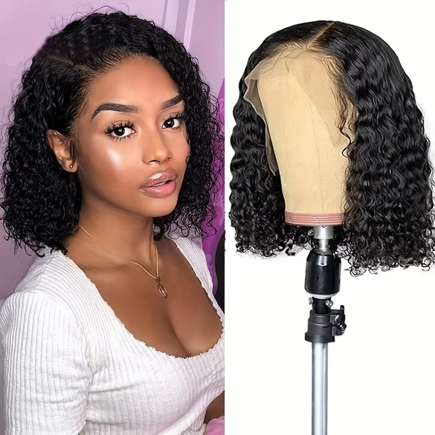 Curly Bob Wig Human Hair Glueless 13x6 Transparent Lace Frontal Wet and Wavy Short Jerry Curly Lace Front Bob Wigs for Black Women Pre Plucked Natural Hairline with Baby Hair 14 Inch