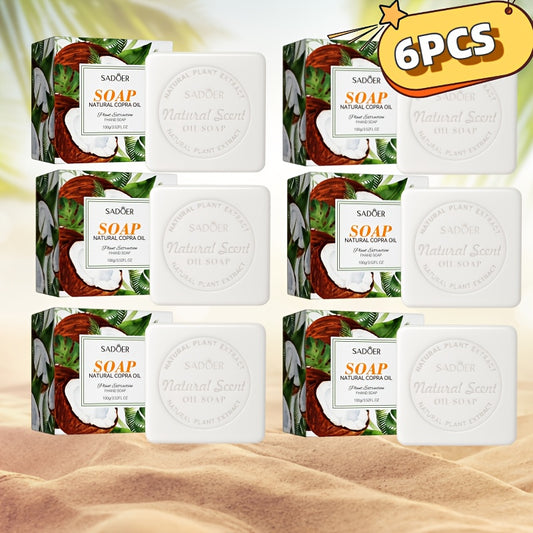 6pcs Coconut Essential Oil Soap - 100g Organic Moisturizing