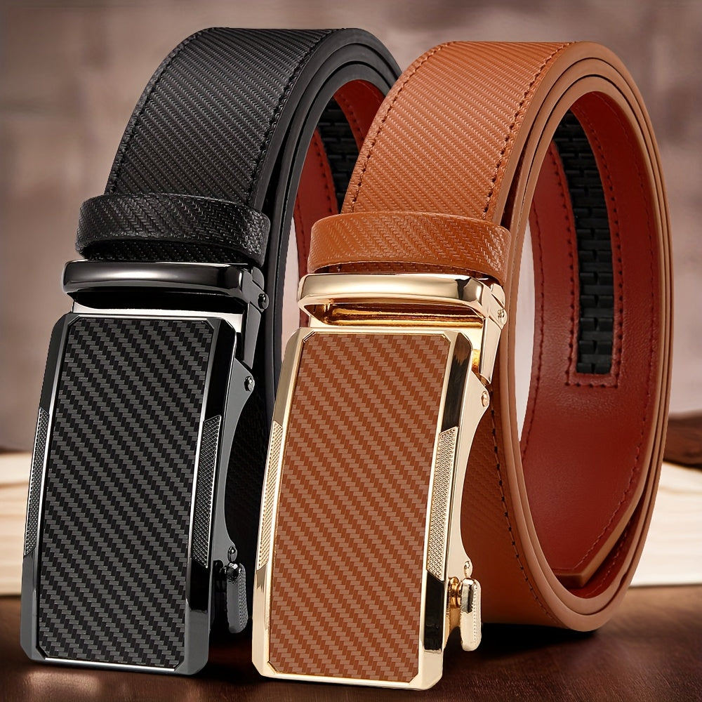 2pcs Men's Business Belts with Alloy Automatic Buckle