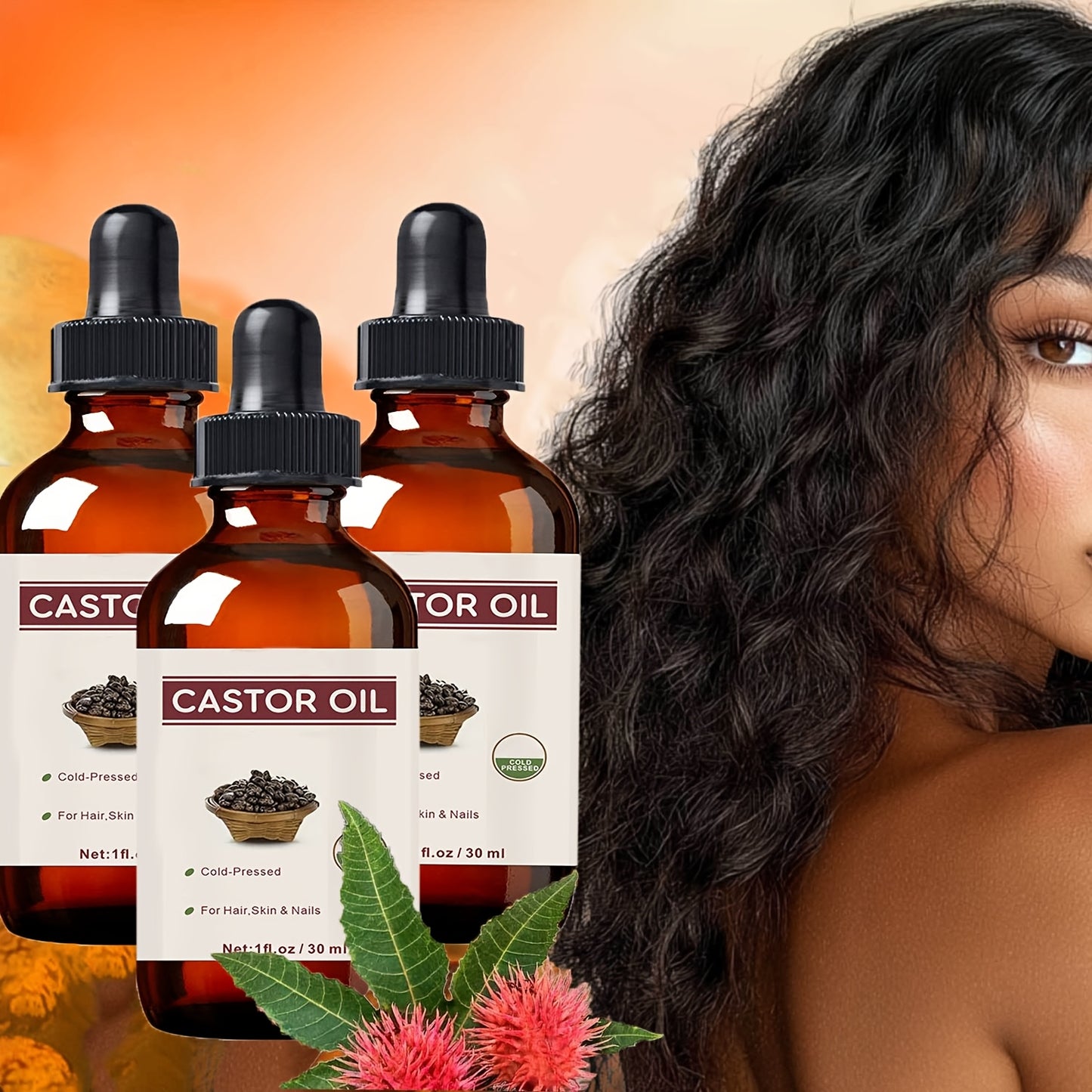 5-Pack Pure Castor Oil For Hair Skin & Nails Natural Care