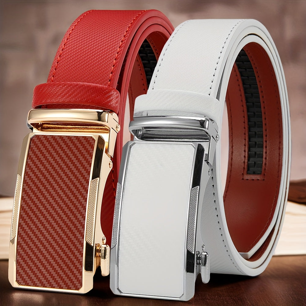 2pcs Men's Business Belts with Alloy Automatic Buckle