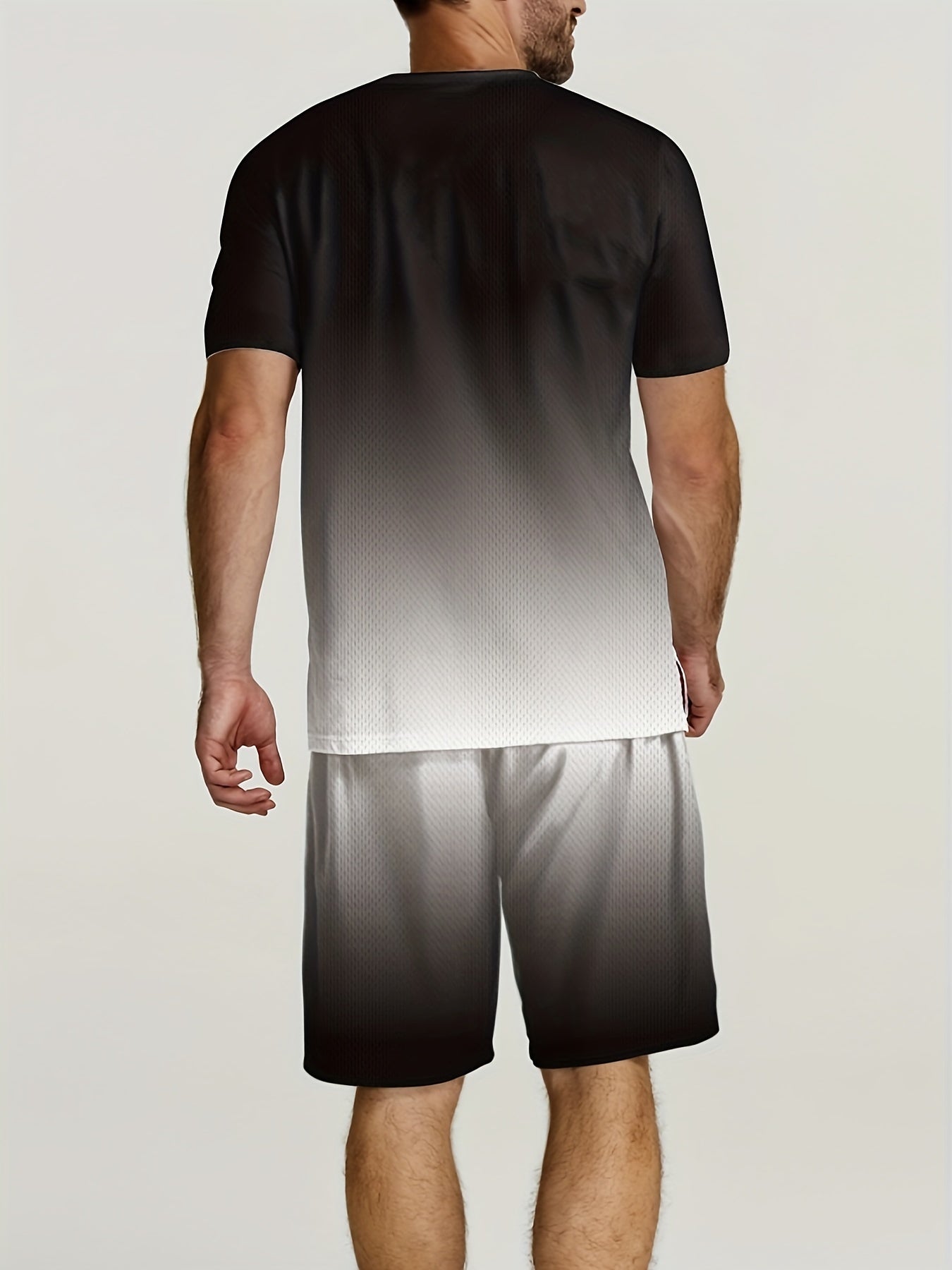 Men's Gradient Lettering Print Paris T-Shirt and Shorts Set