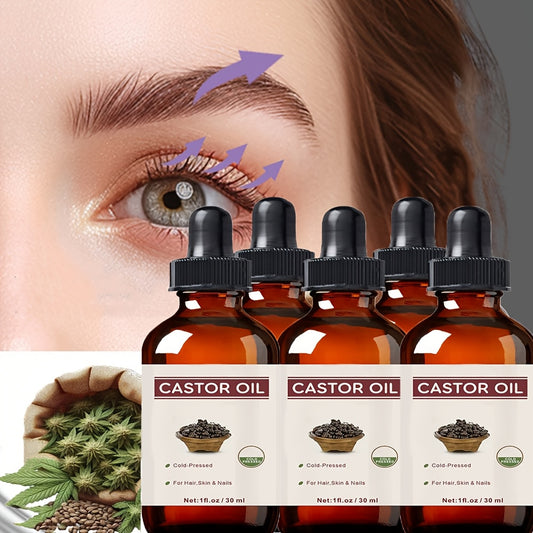 5-Pack Pure Castor Oil For Hair Skin & Nails Natural Care