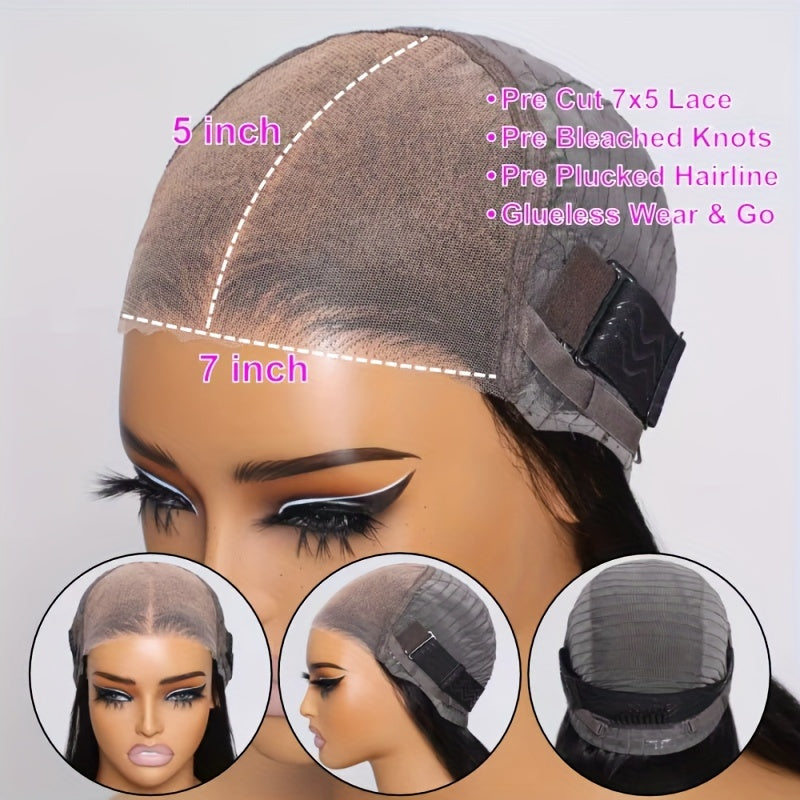 KLAIYI Ombre Brown Curly Bob Wig Glueless Human Hair Pre Plucked 7x5 Lace Front Easy Put On Dark Roots Side Part Balayage 12 Inch 150 Density Beginner Friendly Natural Look