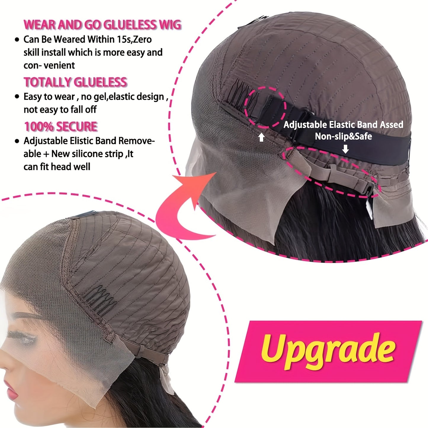 Glueless Bob Wigs Human Hair 13x4 Lace Closure Pre Plucked and Pre-Cut No Glue Needed 180 Density Body Wave Natural Hairline Wear and Go Wig