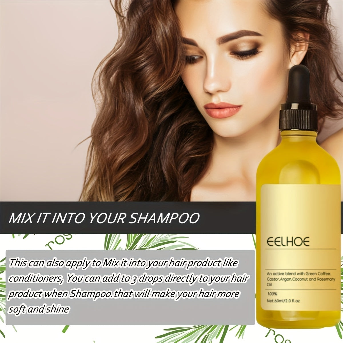6pcs 2.03oz Natural Hair Oil Veganic Hair Oil for Dry Hair