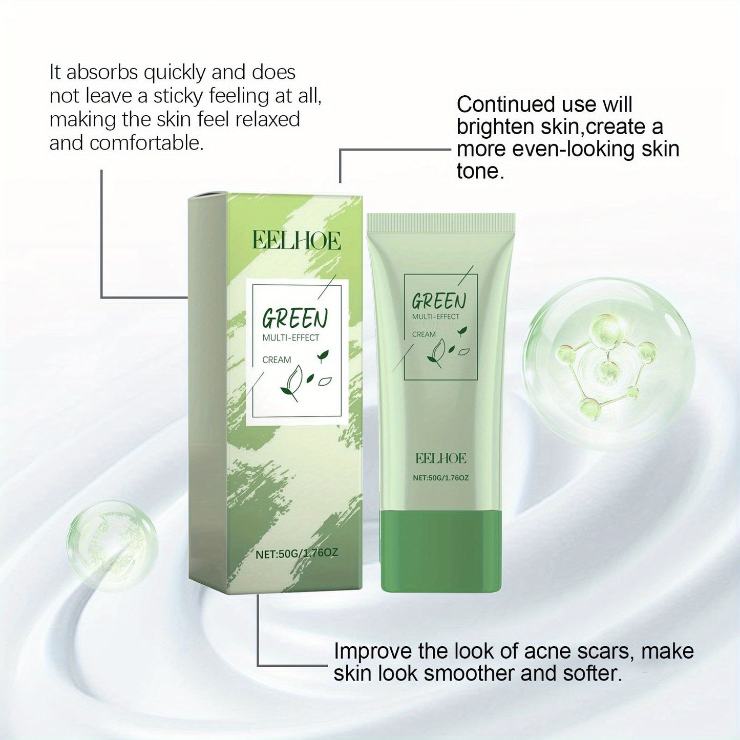 3pcs Green Tea Oil Control Moisturizer 50g Deep Moisturizing Cream