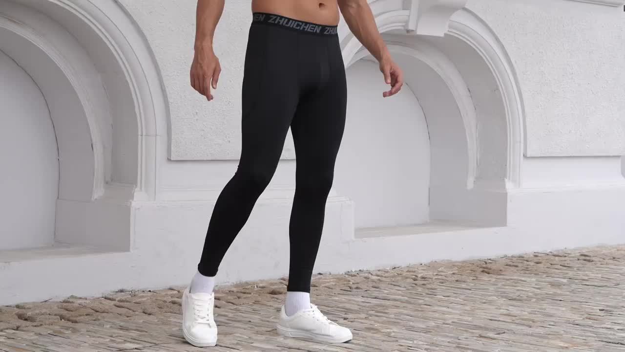 3pcs Men's Compression Leggings With Pockets High Stretch Quick Dry Athletic Tights for Basketball Running and Fitness Training