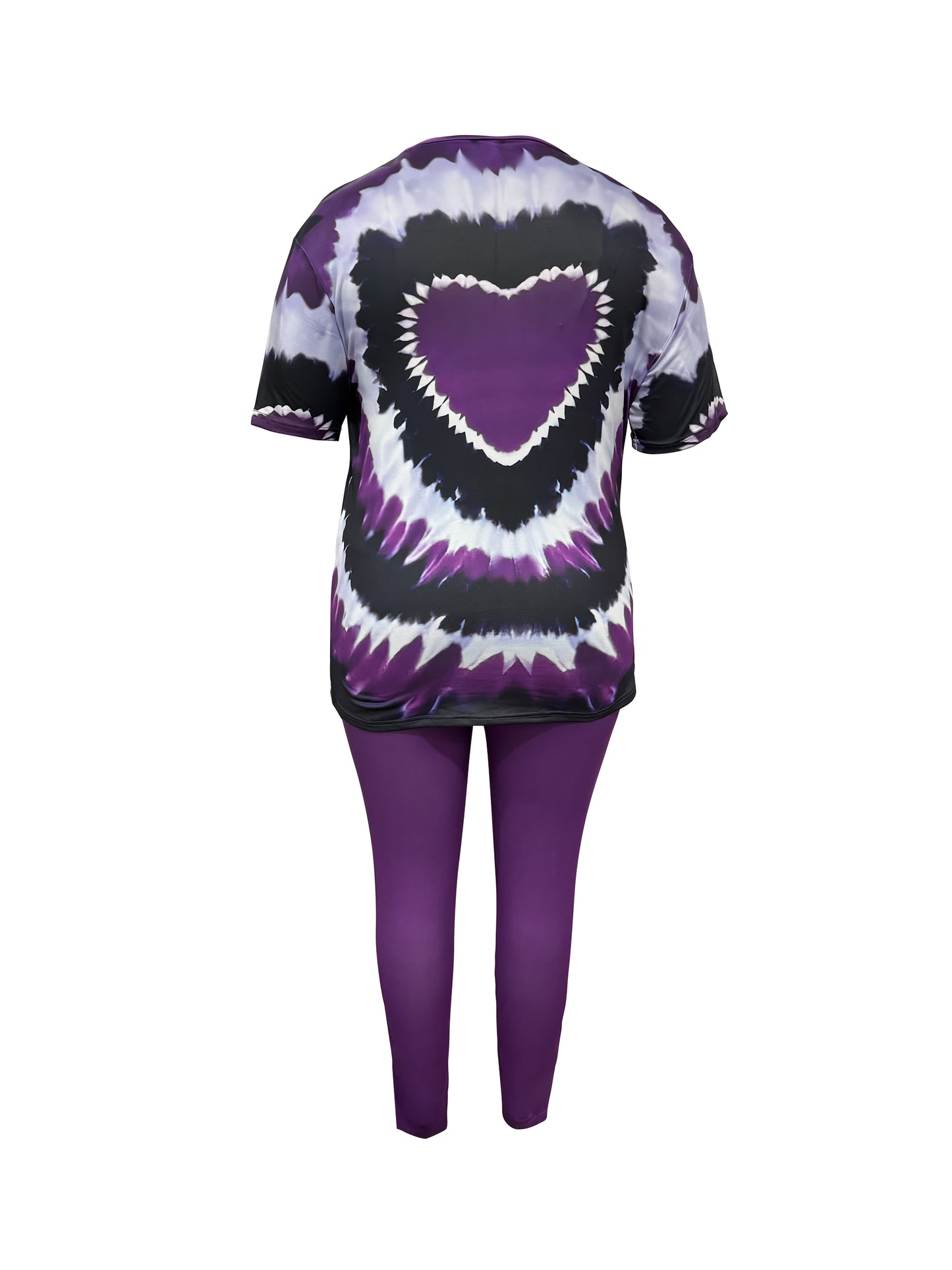 Comfy Polyester Women's Casual Heart Print Outfit Set