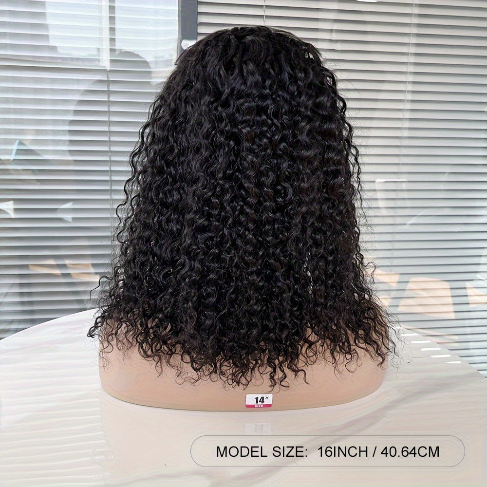 4x4 Kinky Curly Lace Front Wig Glueless Human Hair Pre-Plucked and Pre-Cut 180 Density Transparent HD Lace Closure Natural Look for Women Beginner Friendly Lustrous Shine Wig