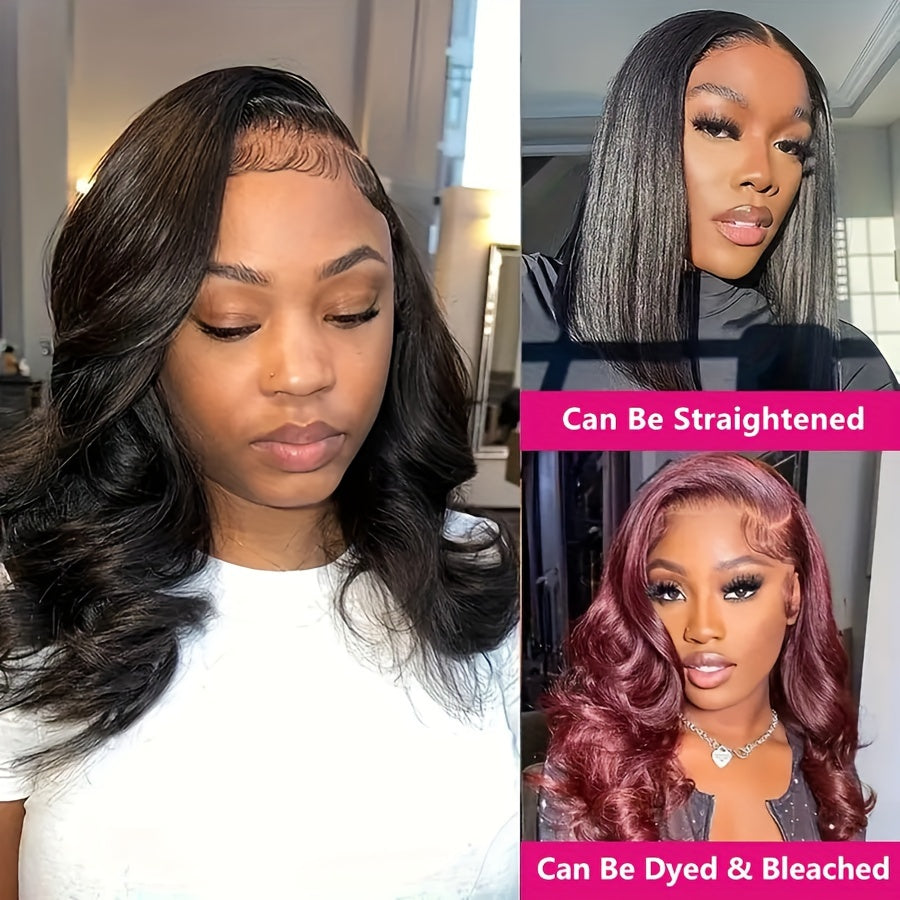 Glueless Bob Wigs Human Hair 13x4 Lace Closure Pre Plucked and Pre-Cut No Glue Needed 180 Density Body Wave Natural Hairline Wear and Go Wig