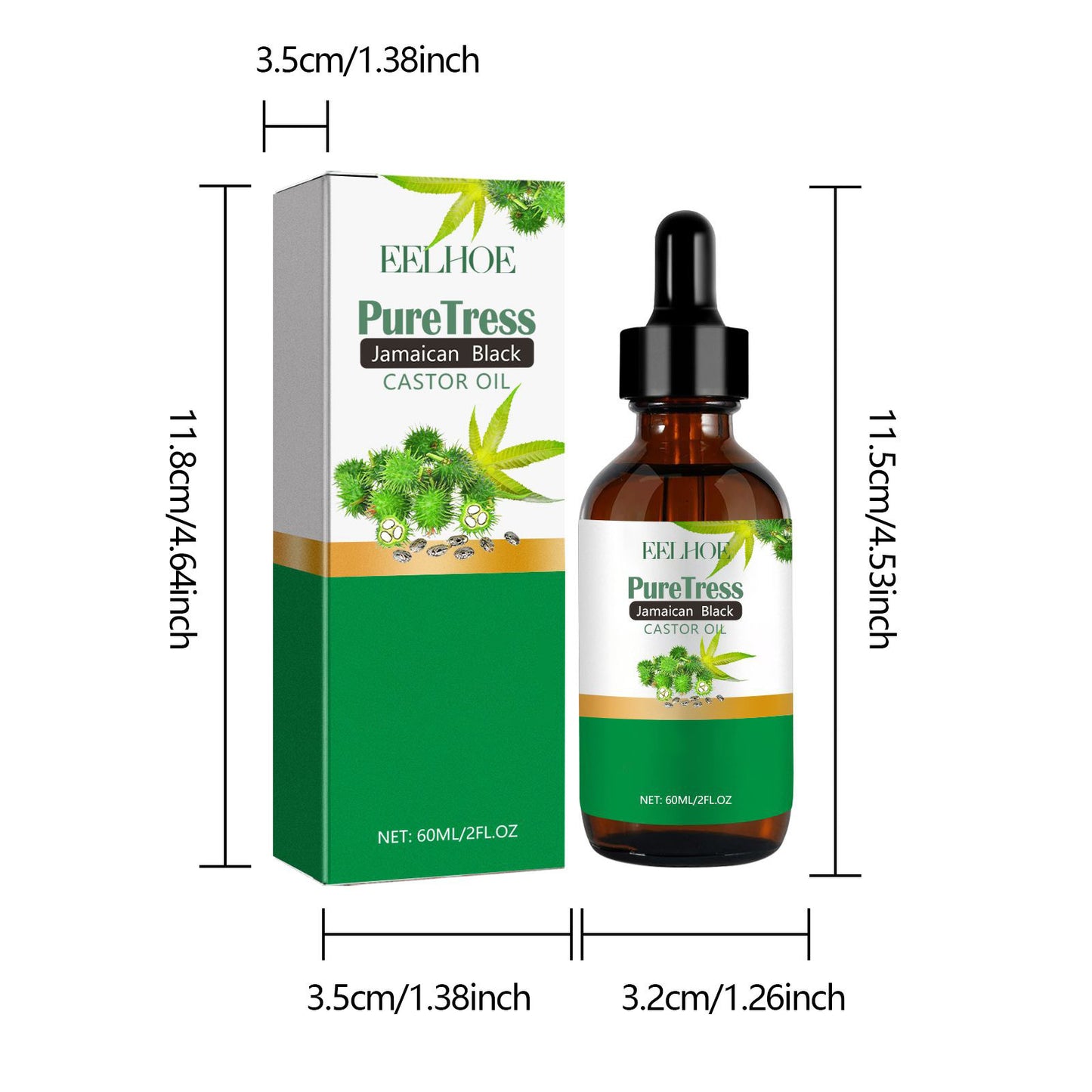 6Pcs Pure Natural Black Castor Oil For Hair And Eyelashes