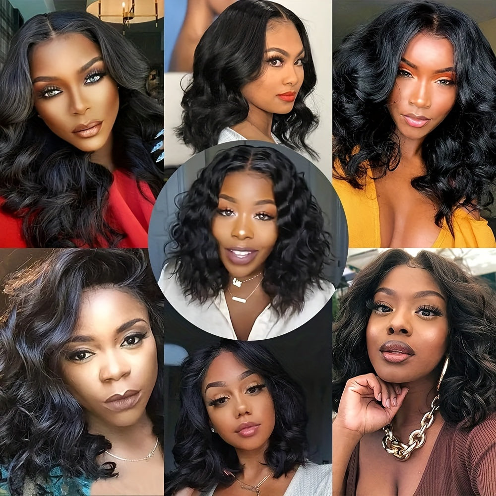 Glueless Bob Wigs Human Hair 13x4 Lace Closure Pre Plucked and Pre-Cut No Glue Needed 180 Density Body Wave Natural Hairline Wear and Go Wig