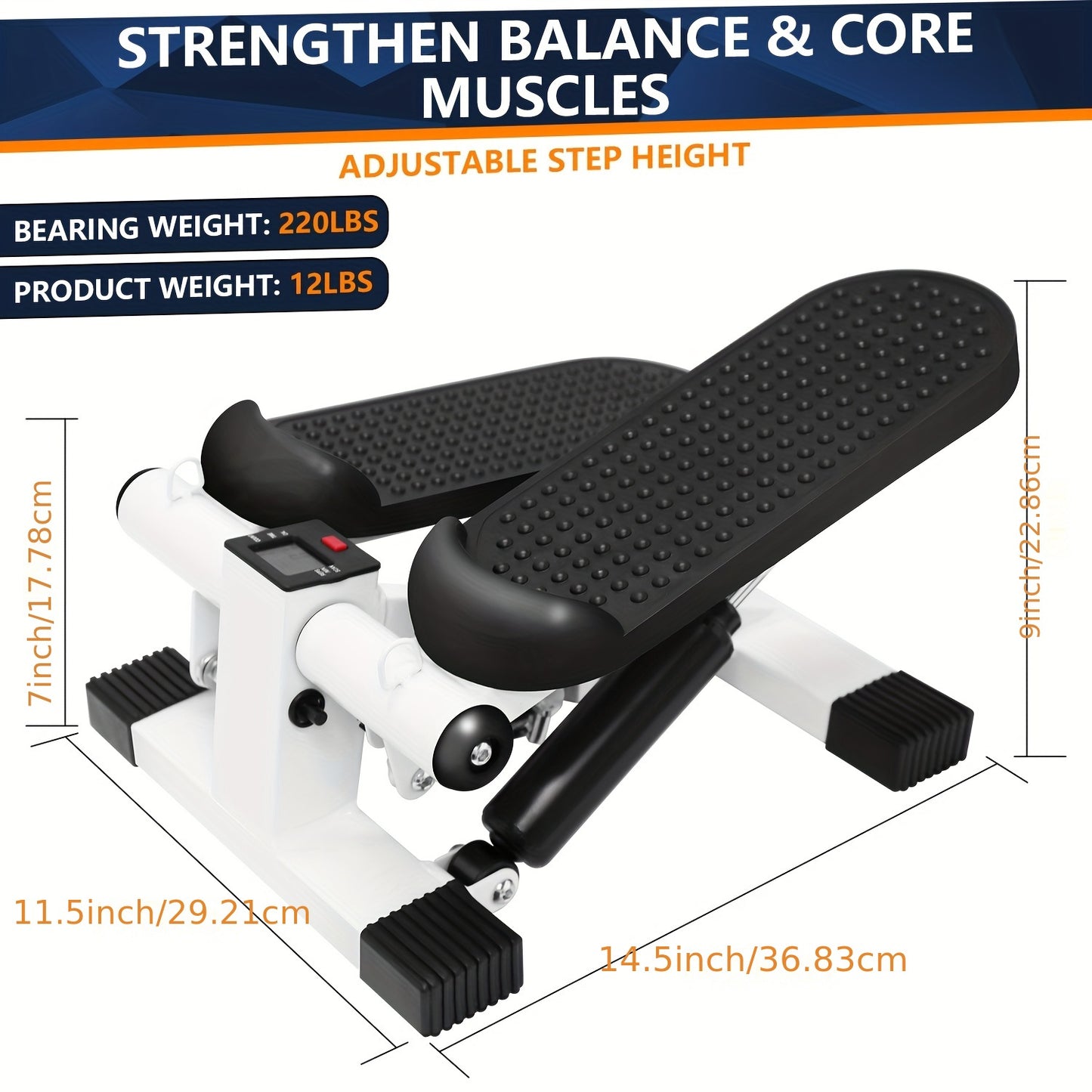 Compact Stainless Steel Stepper with Digital Monitor for Home Fitness