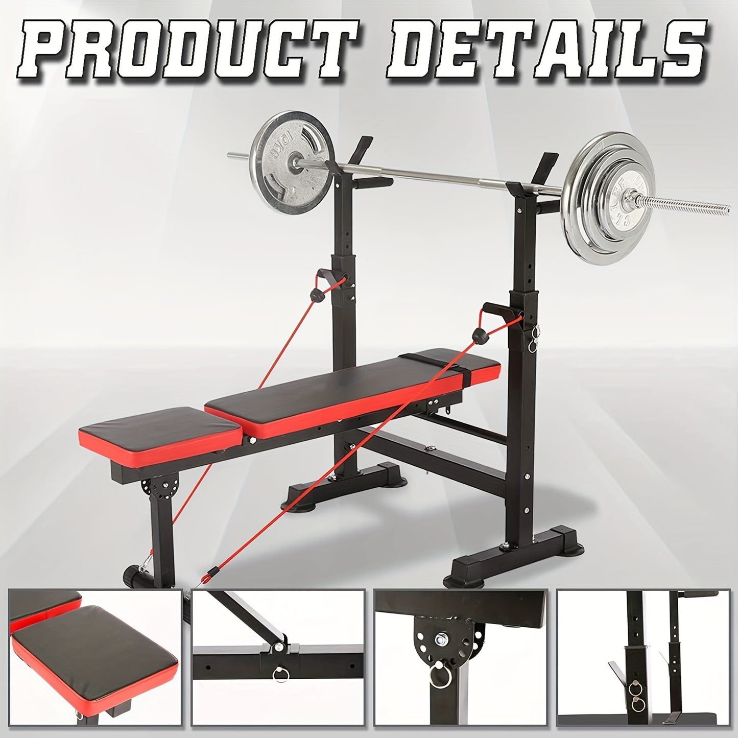 6in 1 600lbs Weight Bench Set with Squat Rack for Home Gym