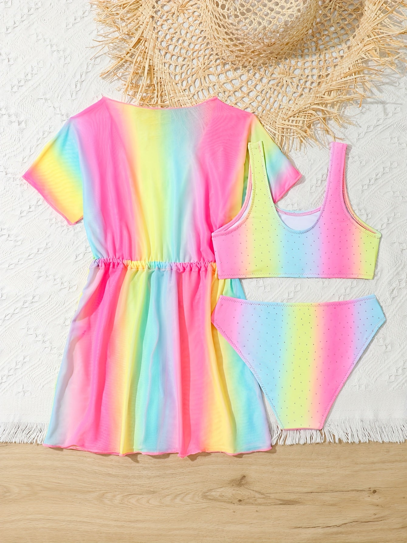 Bathing Suits For Girls 3pcs Colorful Outfit Bikini Set
