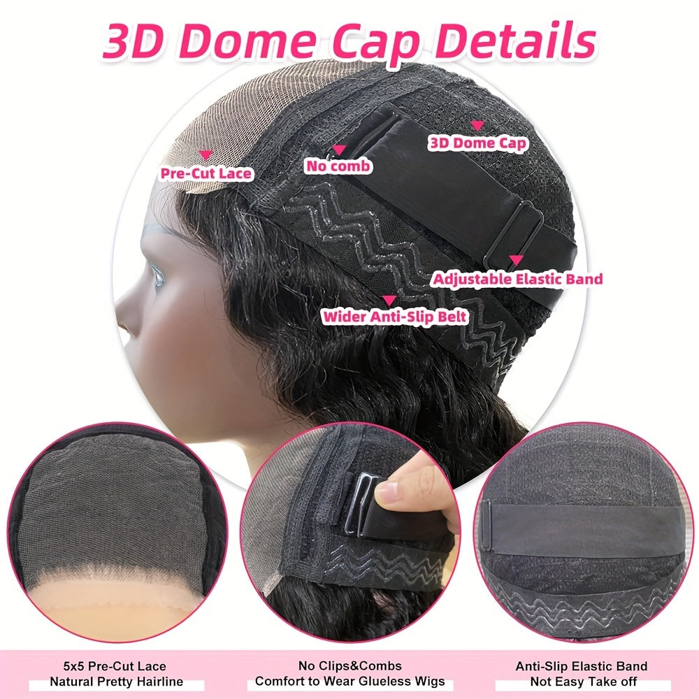 4x4 Kinky Curly Lace Front Wig Glueless Human Hair Pre-Plucked and Pre-Cut 180 Density Transparent HD Lace Closure Natural Look for Women Beginner Friendly Lustrous Shine Wig
