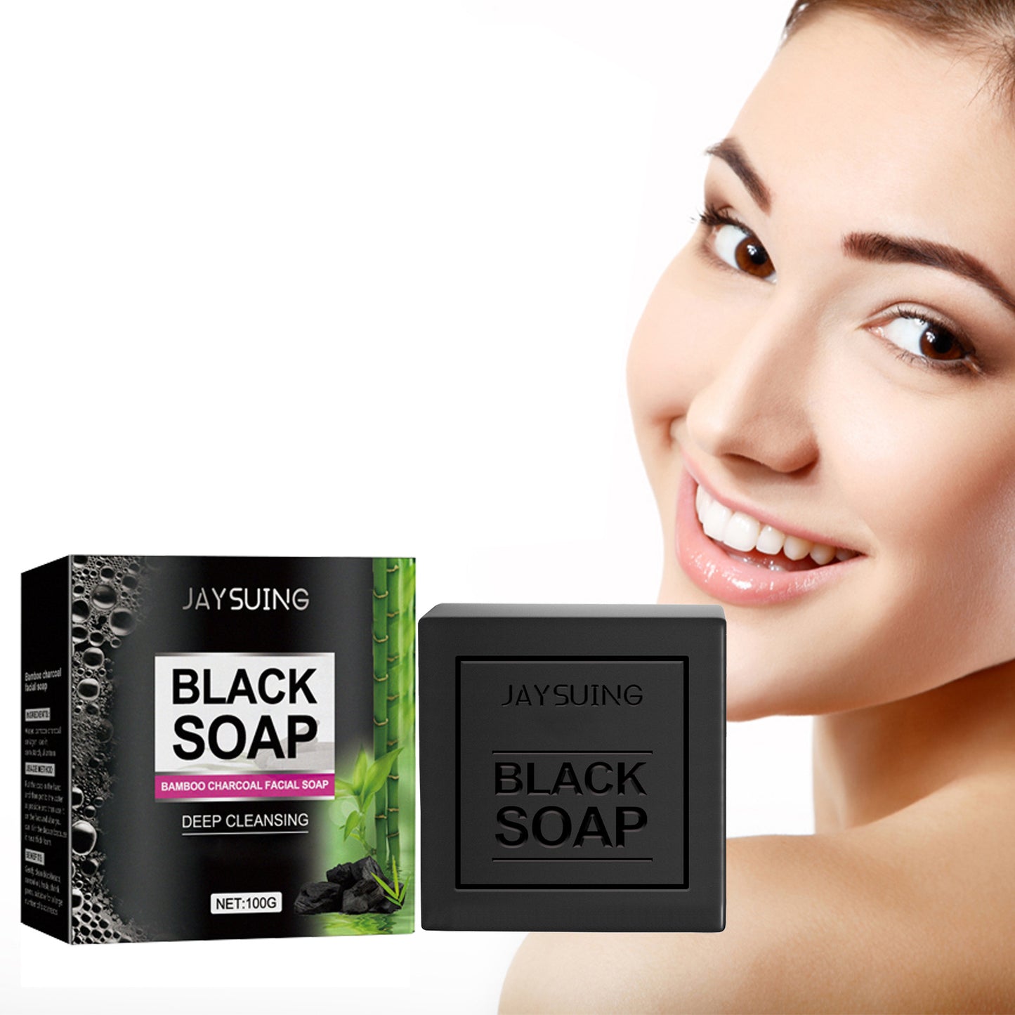 2pcs, 100g Handmade Bamboo Charcoal Soap for Skin Care